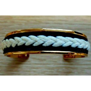 Braided Gold Bracelet Stella & Dot Mother Sister Daughter Inscribed Black Ivory
